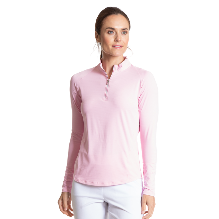 Solid Ice Pink Cooling Sun Protection Quarter Zip Pull Over